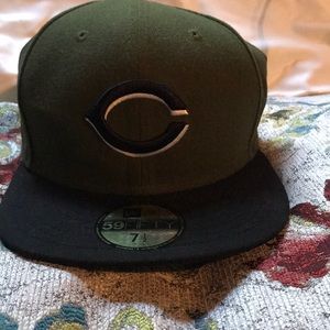 Olive green Cincinnati Reds hat